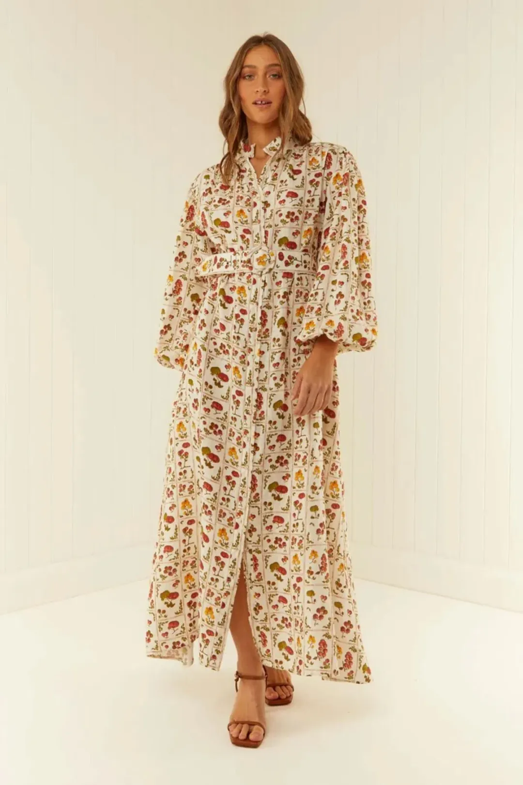 Palm Noosa Noddy Dress Tomato Tile Print Size 14 for rent on The Volte - main image