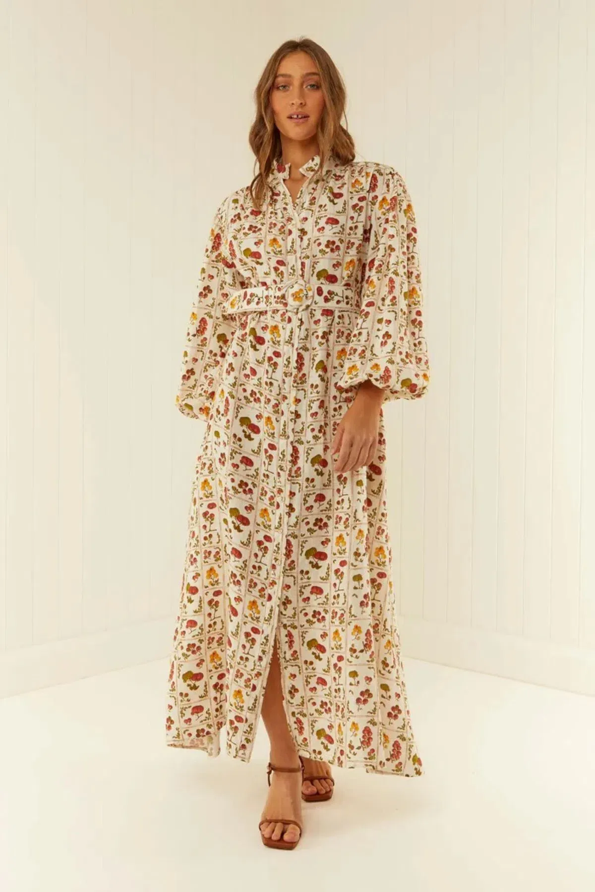 Palm Noosa Noddy Dress Tomato Tile Print Size 14 for rent on The Volte - main image