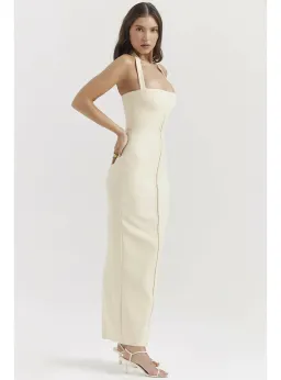 House Of CB Mia Halter Maxi Dress Yellow Size AU 8 for rent on The Volte - image 2