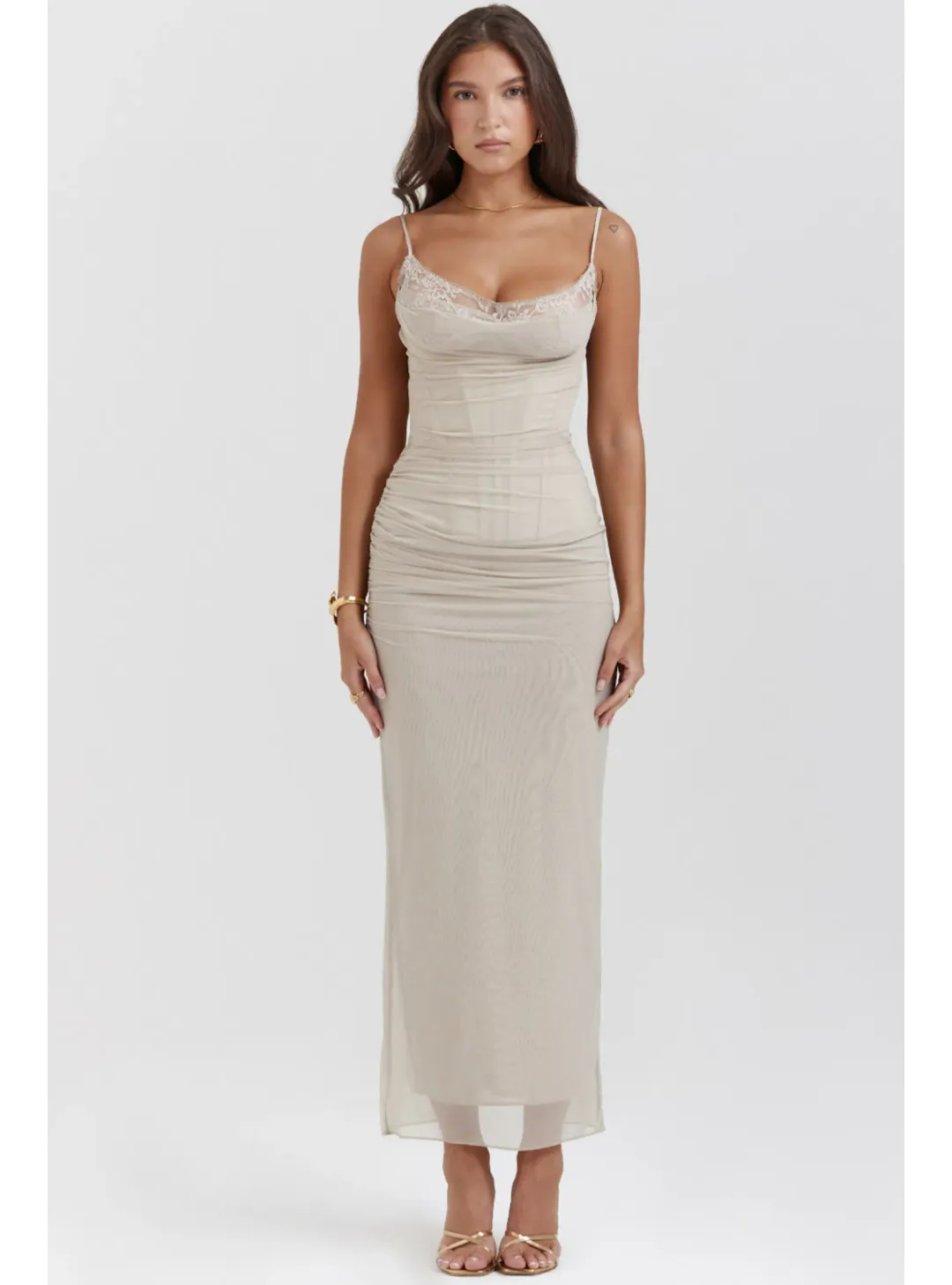 House of CB Nalini Maxi Dress in Sand Size AU 6 for rent on The Volte - main image
