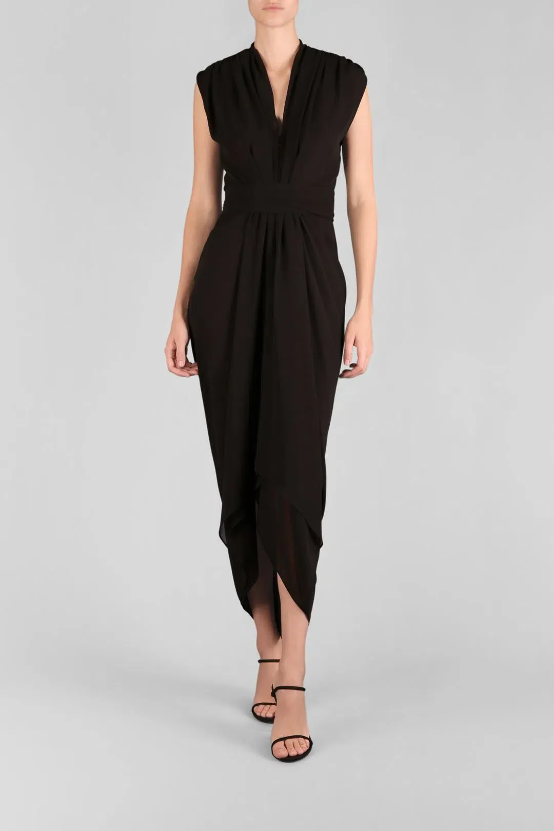 Carla Zampatti Waterfall Dress Black Size 4 for rent on The Volte - main image