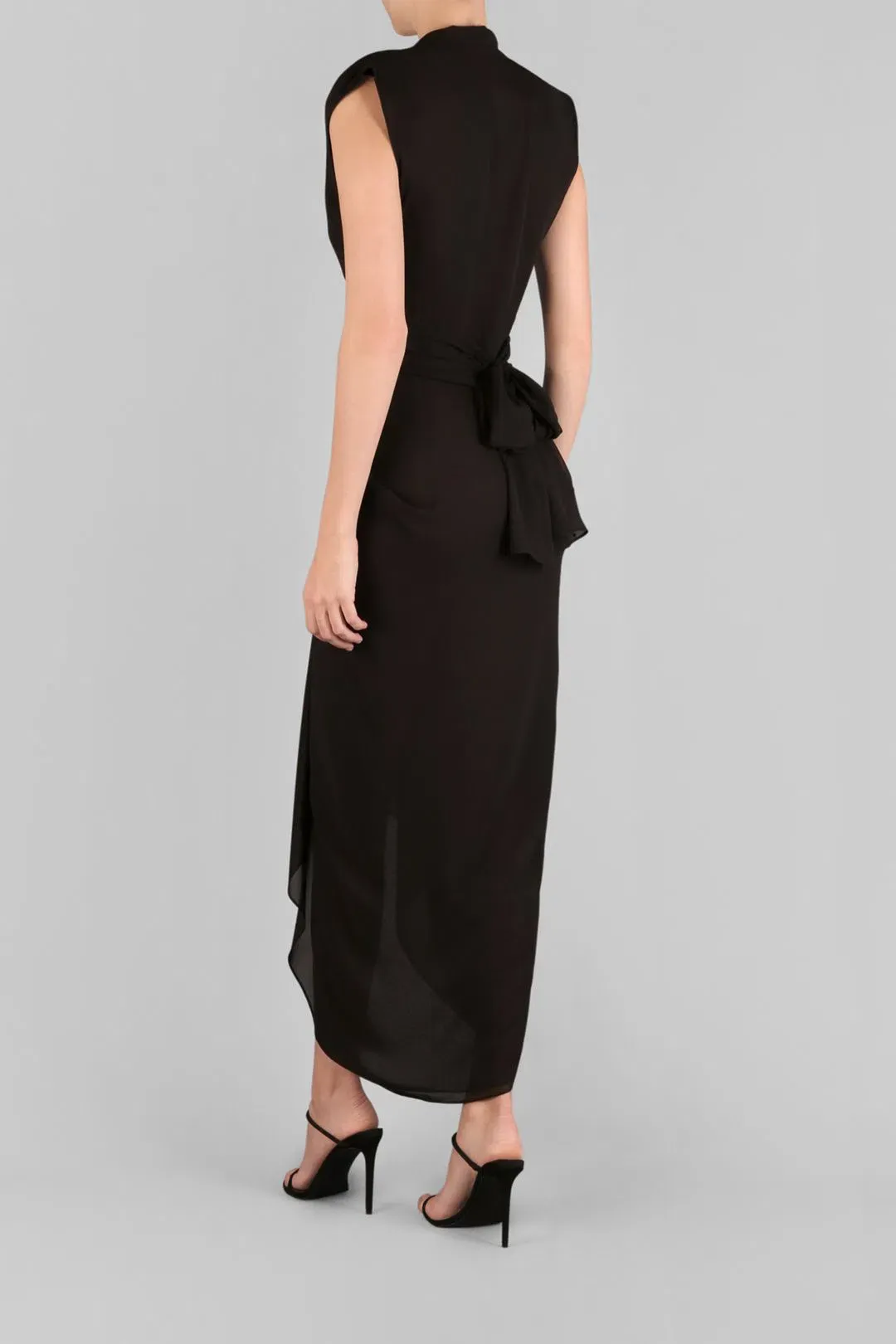 Carla Zampatti Waterfall Dress Black Size 4 for rent on The Volte - main image