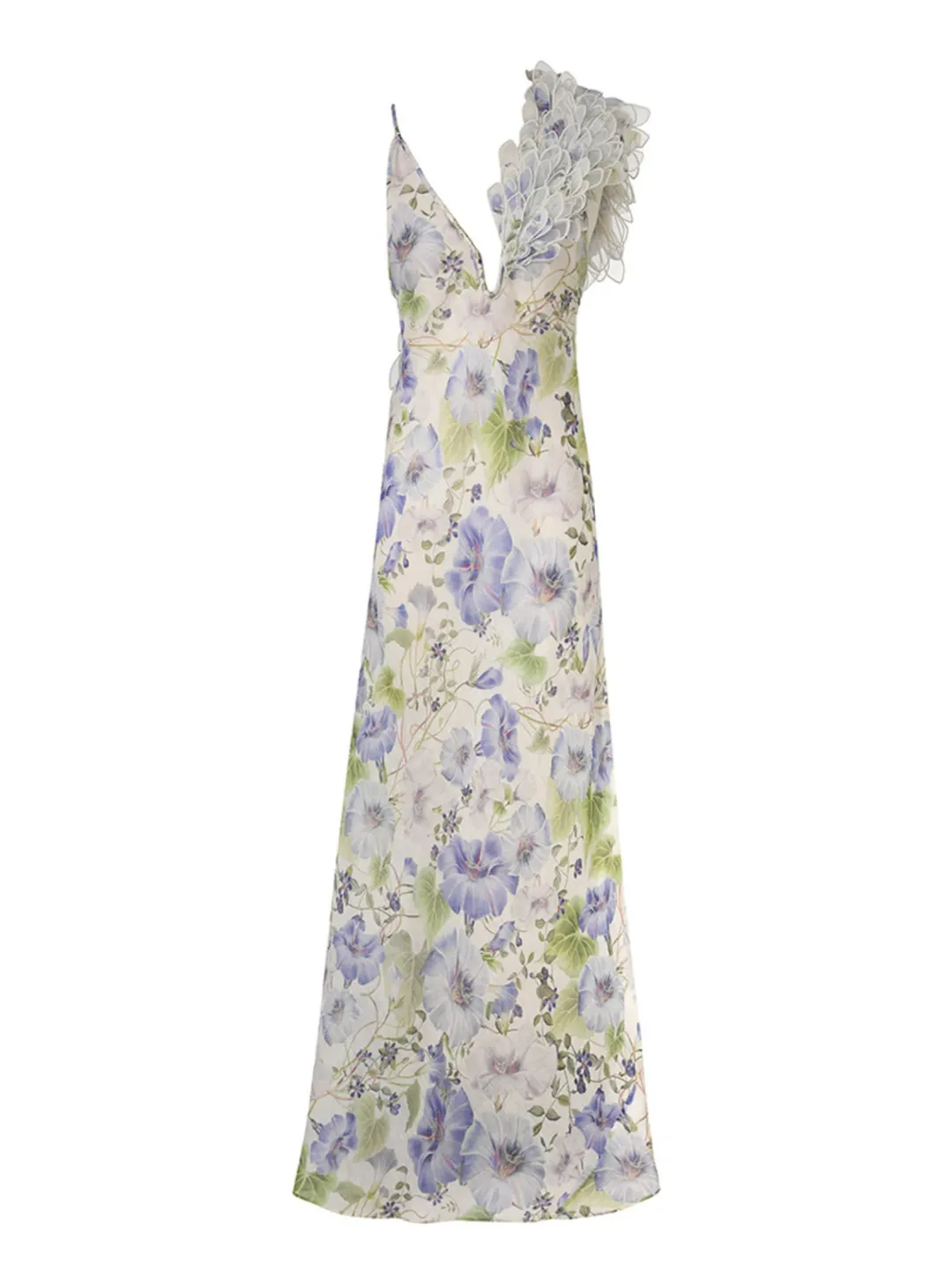 Zimmermann Natura Feather Slip Gown In Blue Floral Size 0 / AU 8 for rent on The Volte - main image