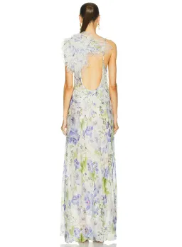 Zimmermann Natura Feather Slip Gown In Blue Floral Size 0 / AU 8 for rent on The Volte - image 4