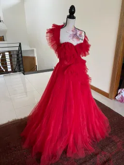 Tarik Ediz Patrice Tulle Gown Red Size 8 for rent on The Volte - image 4