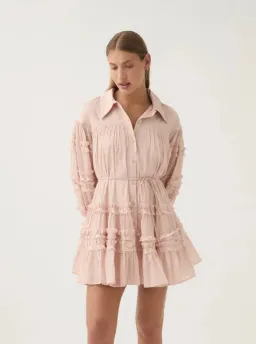 Aje Pastiche Tiered Mini Dress in Blush Pink Size 16 for rent on The Volte - image 2