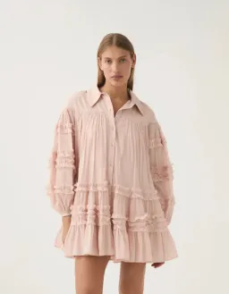Aje Pastiche Tiered Mini Dress in Blush Pink Size 16 for rent on The Volte - image 4