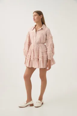 Aje Pastiche Tiered Mini Dress in Blush Pink Size 16 for rent on The Volte - image 1