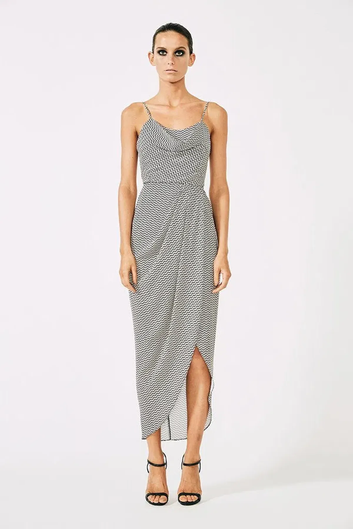 Shona Joy Etienne Lace Back Cowl Bias Midi Dress Print Size 12 for rent on The Volte - main image