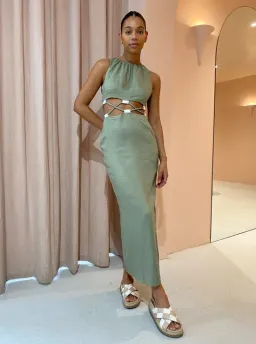 Sir the Label Mayra Deconstructed Maxi Dress In Sage Size 1 / AU 8 for rent on The Volte - image 4