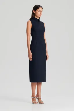 Scanlan Theodore Scuba Pencil Midi Dress Navy Size 10 for rent on The Volte - image 2