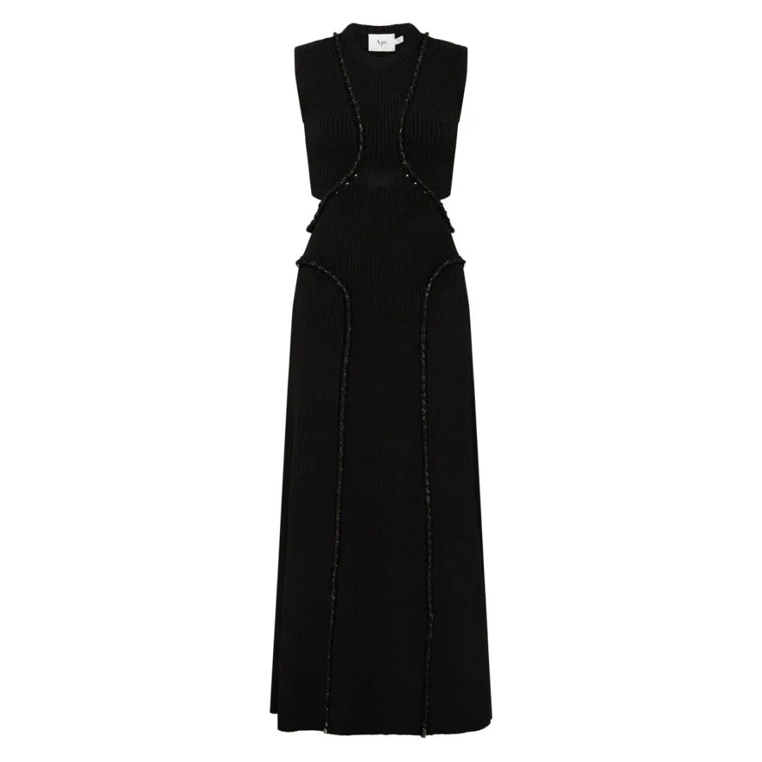 Aje Arp Cut Out Knit Midi Dress Black Size M / AU 10 for rent on The Volte - main image