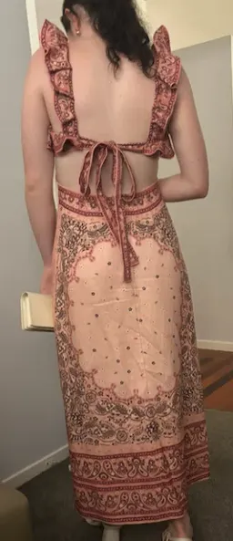 Zimmermann Matchmaker Frilled Midi Dress Pink Bandana Size 0 / AU 8 for rent on The Volte - image 4