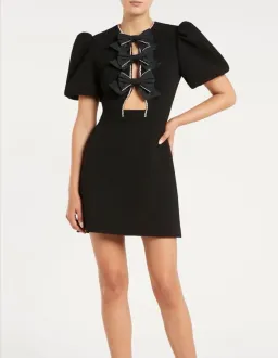 Rebecca Vallance Katie Bow Mini Dress Black Size 12 for rent on The Volte - image 4