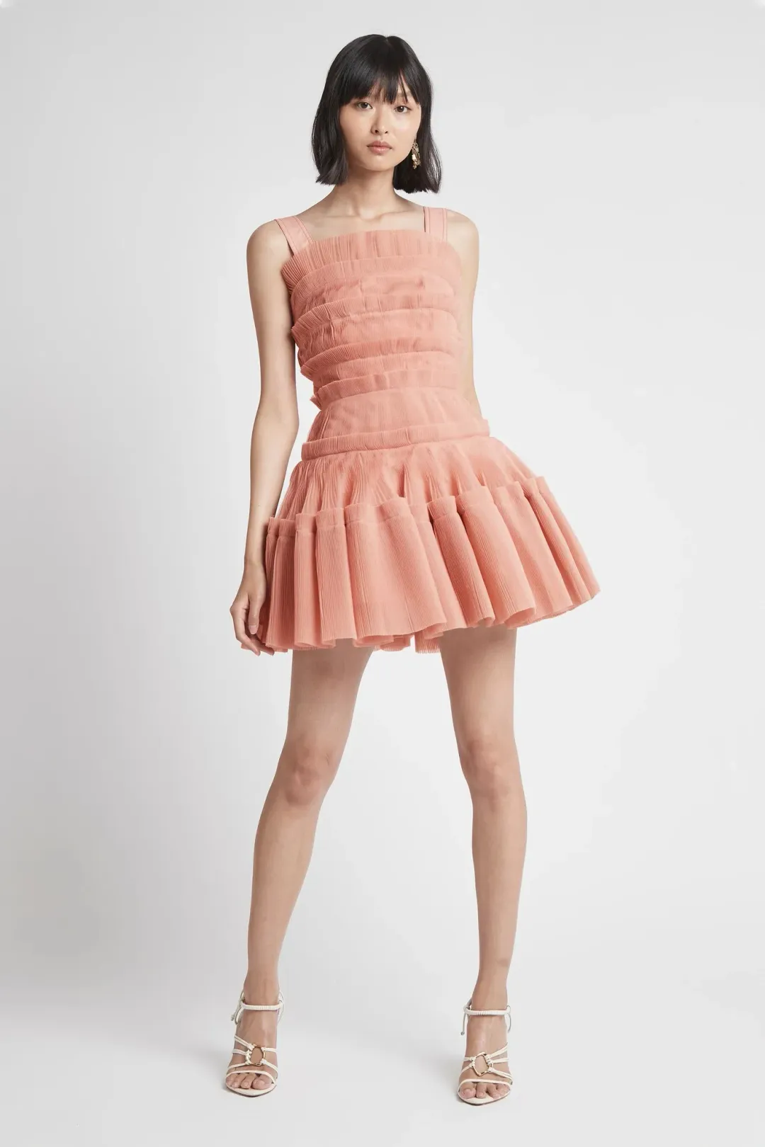 Aje Jacinto Pleated Mini Dress Nude Pink Size 10 for rent on The Volte - main image