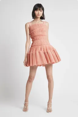 Aje Jacinto Pleated Mini Dress Nude Pink Size 10 for rent on The Volte - image 1
