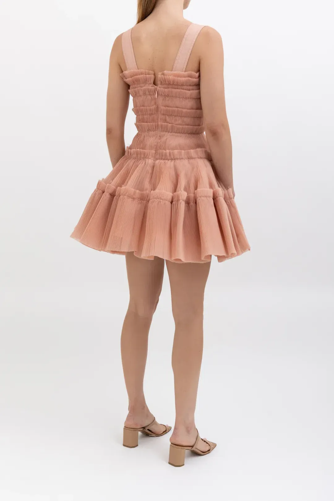 Aje Jacinto Pleated Mini Dress Nude Pink Size 10 for rent on The Volte - main image