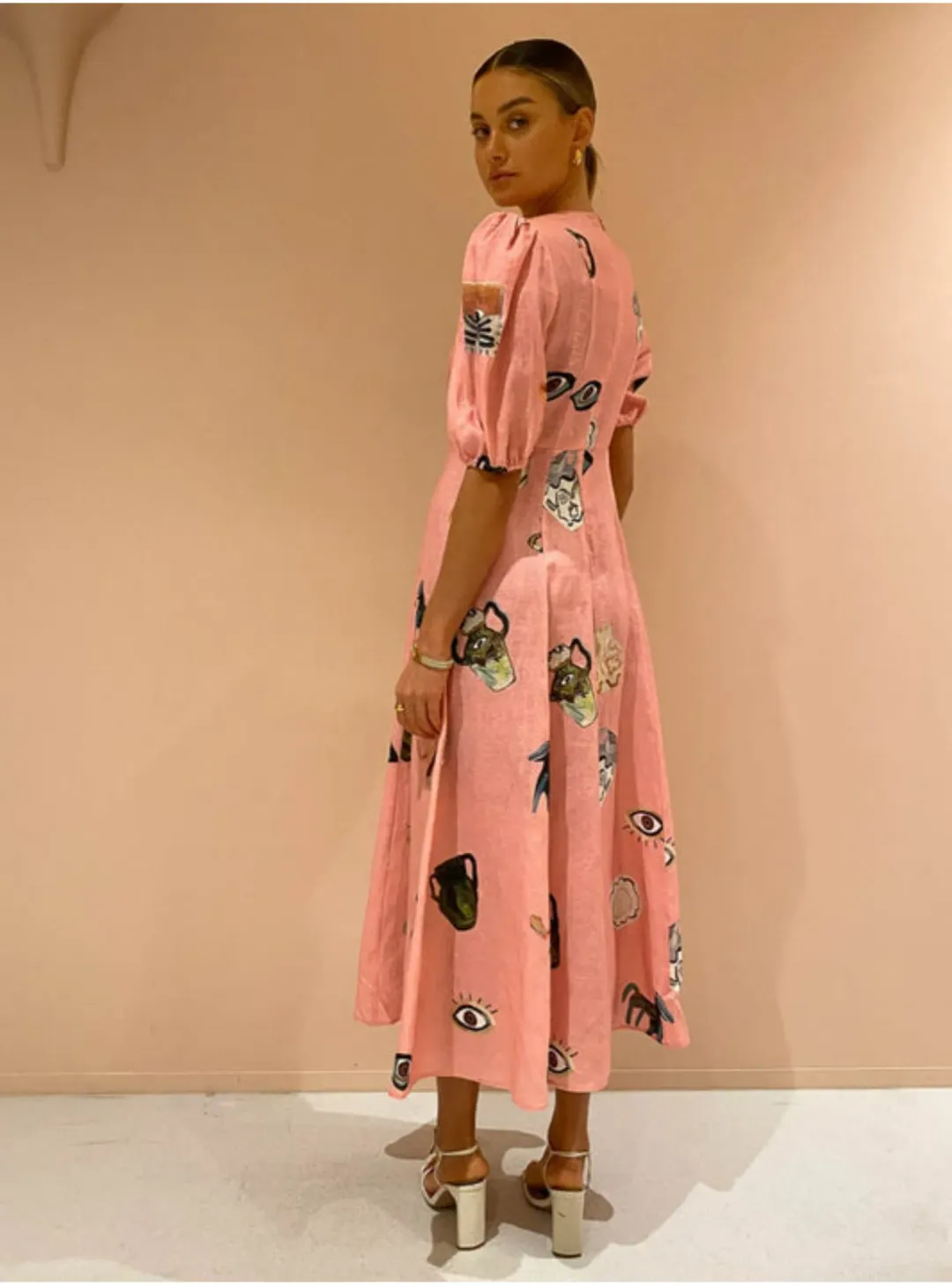 Alemais Cleo Midi Dress in Pink Size AU 12 for rent on The Volte - main image