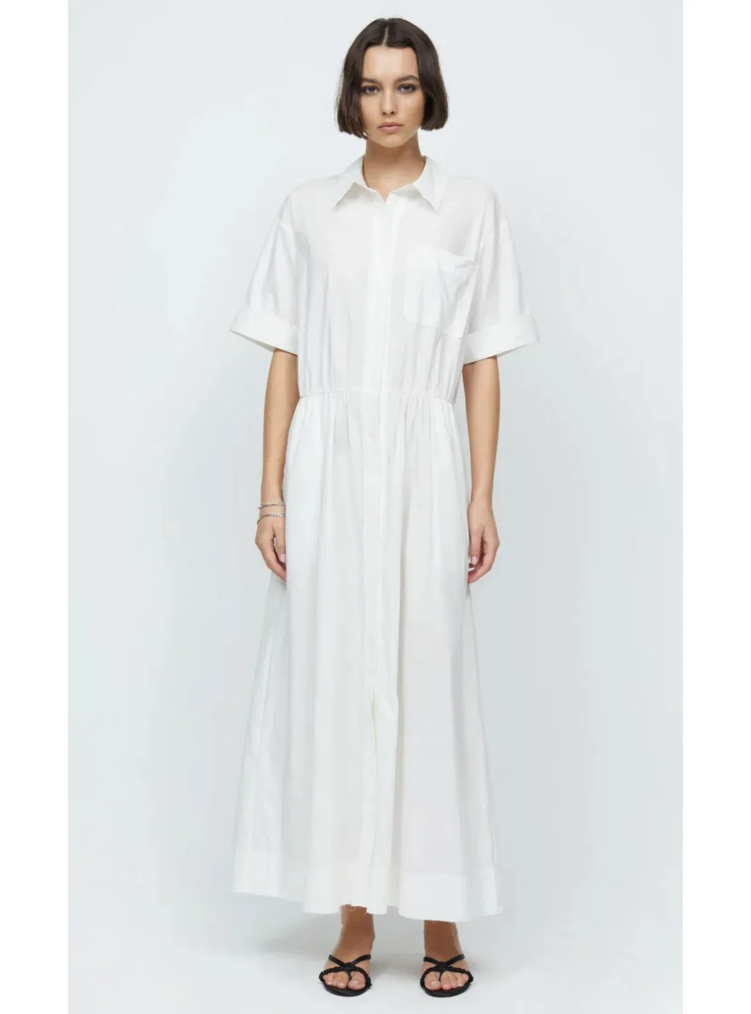 Bec & Bridge Lenna Maxi Shirt Dress Ivory Size AU 10 for rent on The Volte - main image