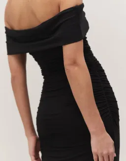 Minima Esenciales Milana Off Shoulder Ruched Dress Black Size AU 12  for rent on The Volte - image 4
