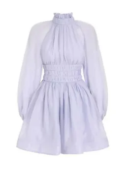 Zimmermann Luminous Long Sleeve Mini Dress Lavender Size 0 / AU 8  for rent on The Volte - image 3