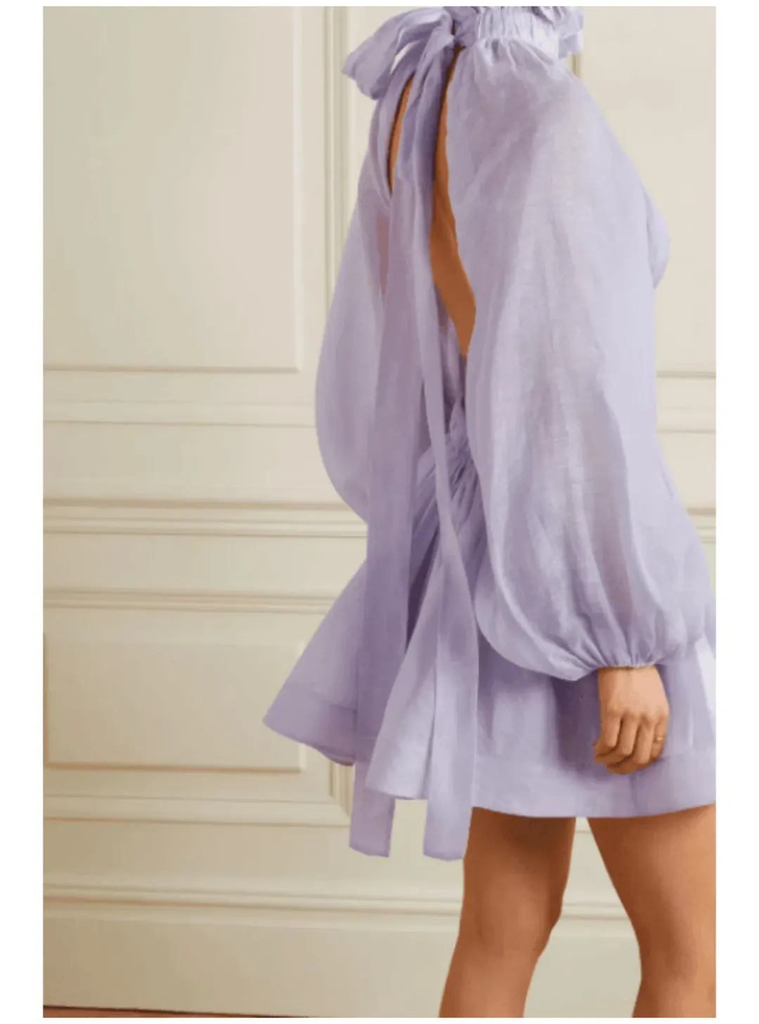 Zimmermann Luminous Long Sleeve Mini Dress Lavender Size 0 / AU 8  for rent on The Volte - main image