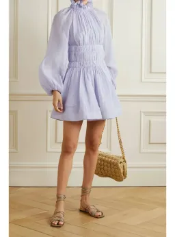 Zimmermann Luminous Long Sleeve Mini Dress Lavender Size 0 / AU 8  for rent on The Volte - image 1