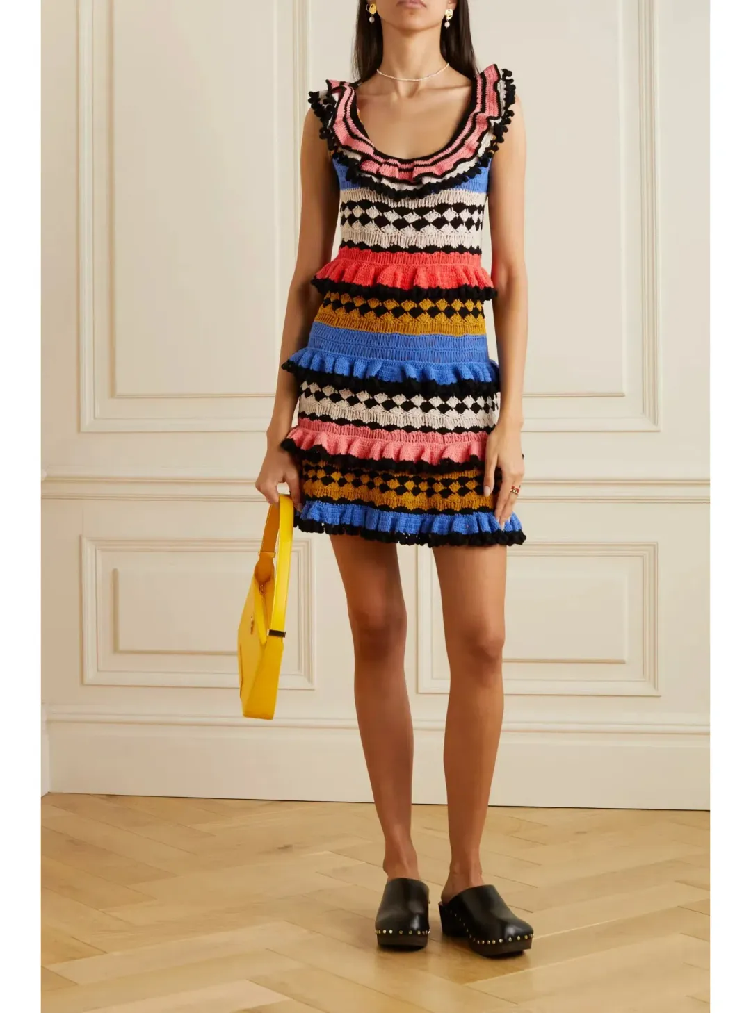 Zimmermann Tiggy Frill Mini Dress Navy Multi Size 2 / AU 12  for rent on The Volte - main image