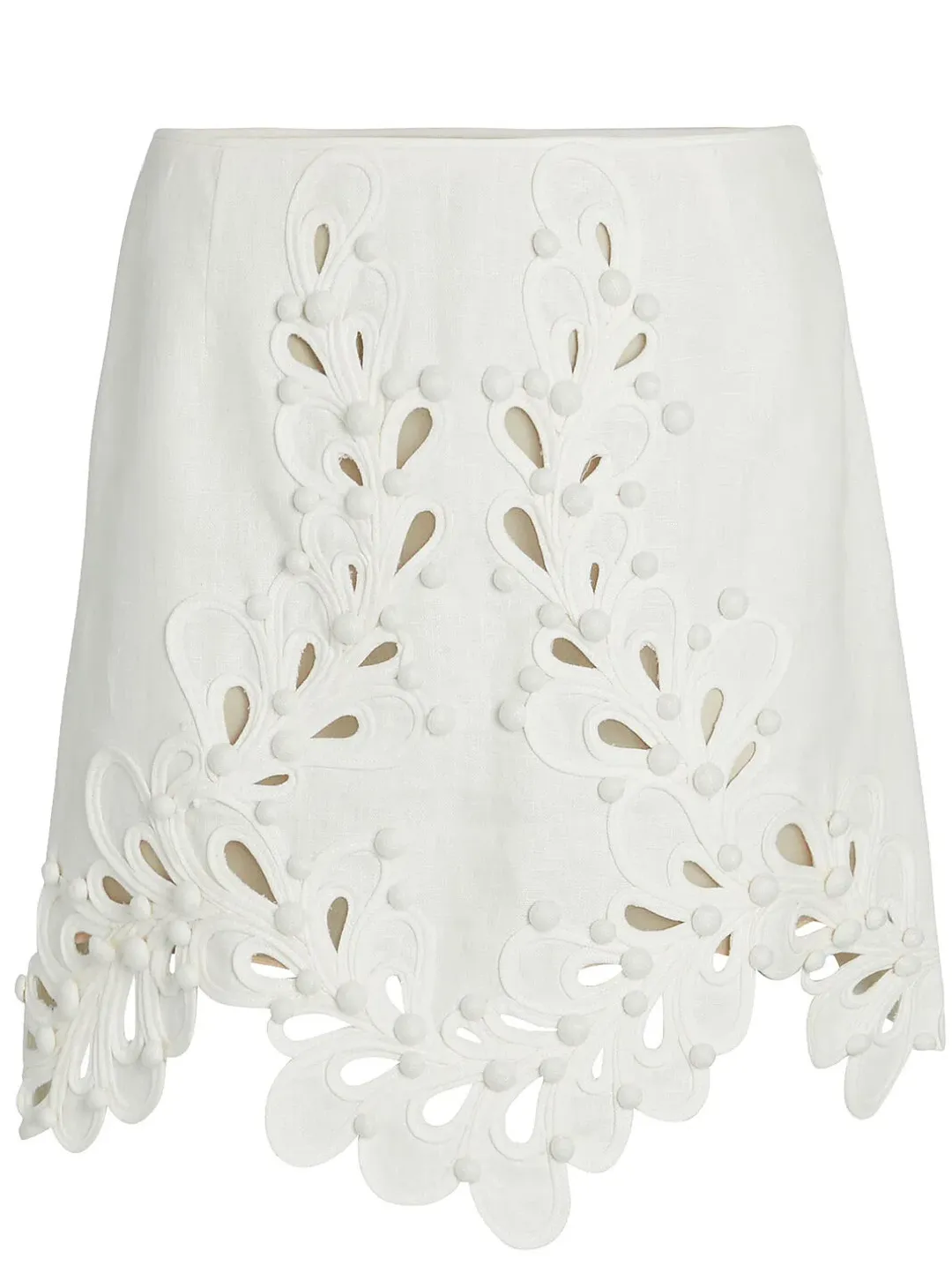 Zimmermann Brightside Rouleaux Mini Skirt Ivory Size 2 / AU 12  for rent on The Volte - main image
