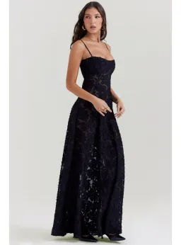 House Of CB Seren Lace Back Maxi Dress Black Floral Size M / AU 10 for rent on The Volte - image 3