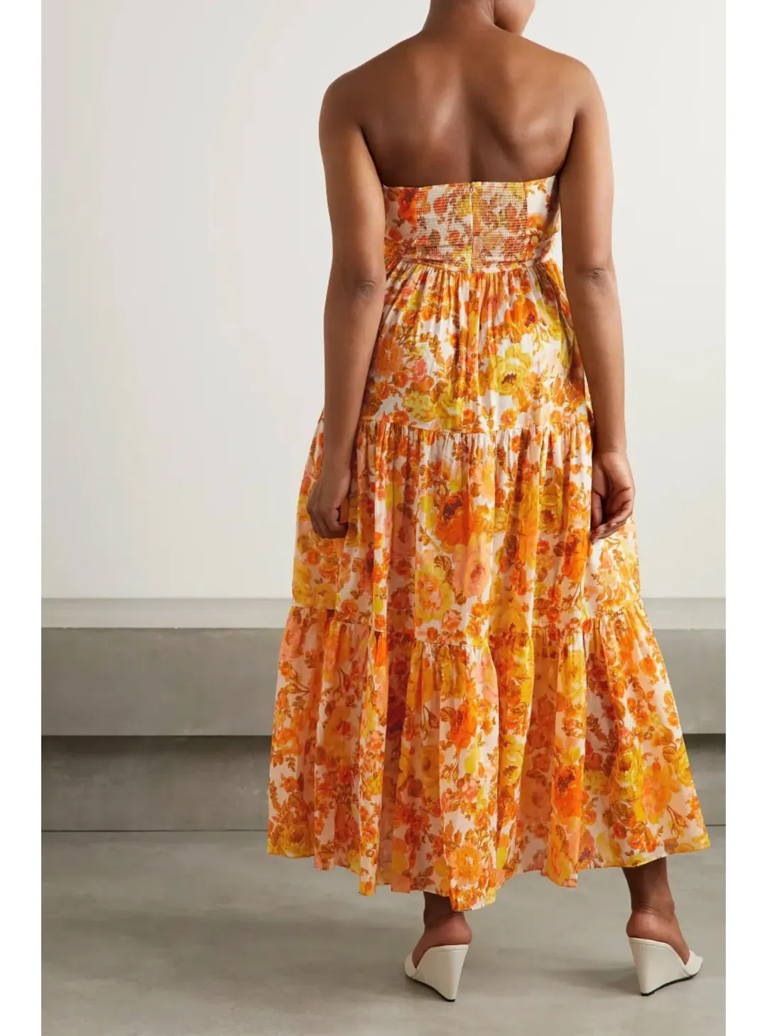 Zimmermann Raie Strapless Dress Citrus Ikat Size 0 / AU 8  for rent on The Volte - main image