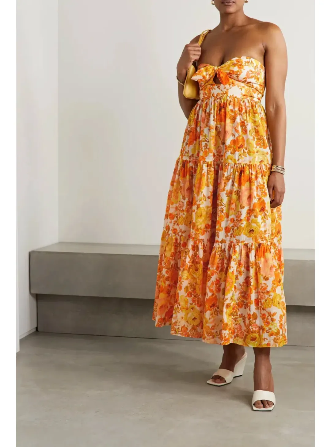 Zimmermann Raie Strapless Dress Citrus Ikat Size 0 / AU 8  for rent on The Volte - main image