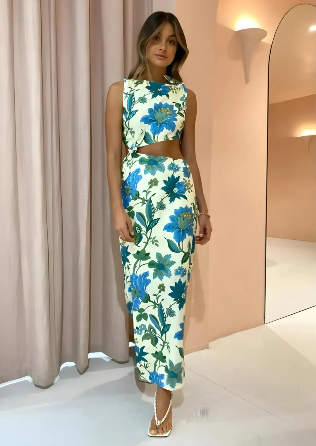Sir the Label Alexandre Tie Midi Dress in Marguerite Floral Print Size 1 / AU 8 for rent on The Volte - main image