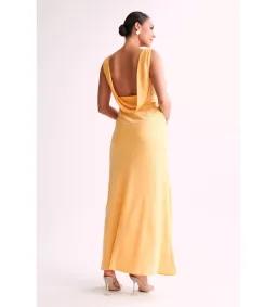 MESHKI Nadia Maxi Satin Dress With Back Cowl Lemon Size 12 for rent on The Volte - image 2
