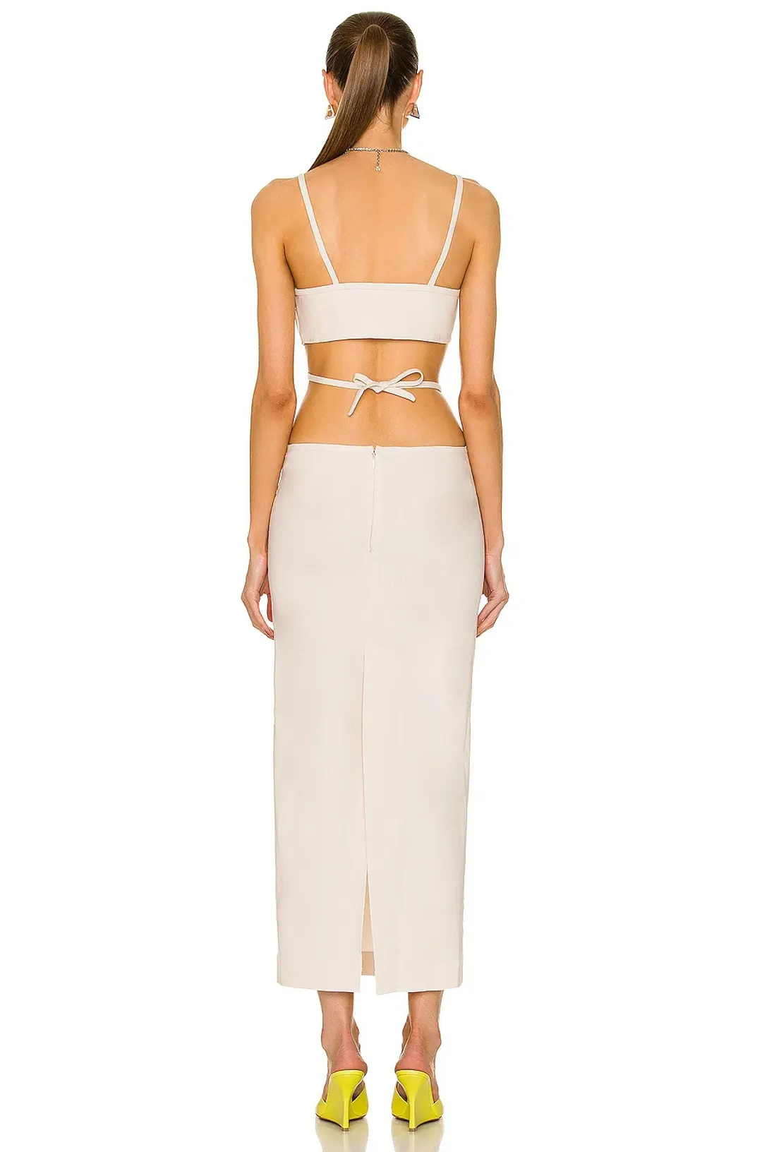 Christopher Esber Cross Bandeau Tie Dress Bone  Size 12 AU for rent on The Volte - main image