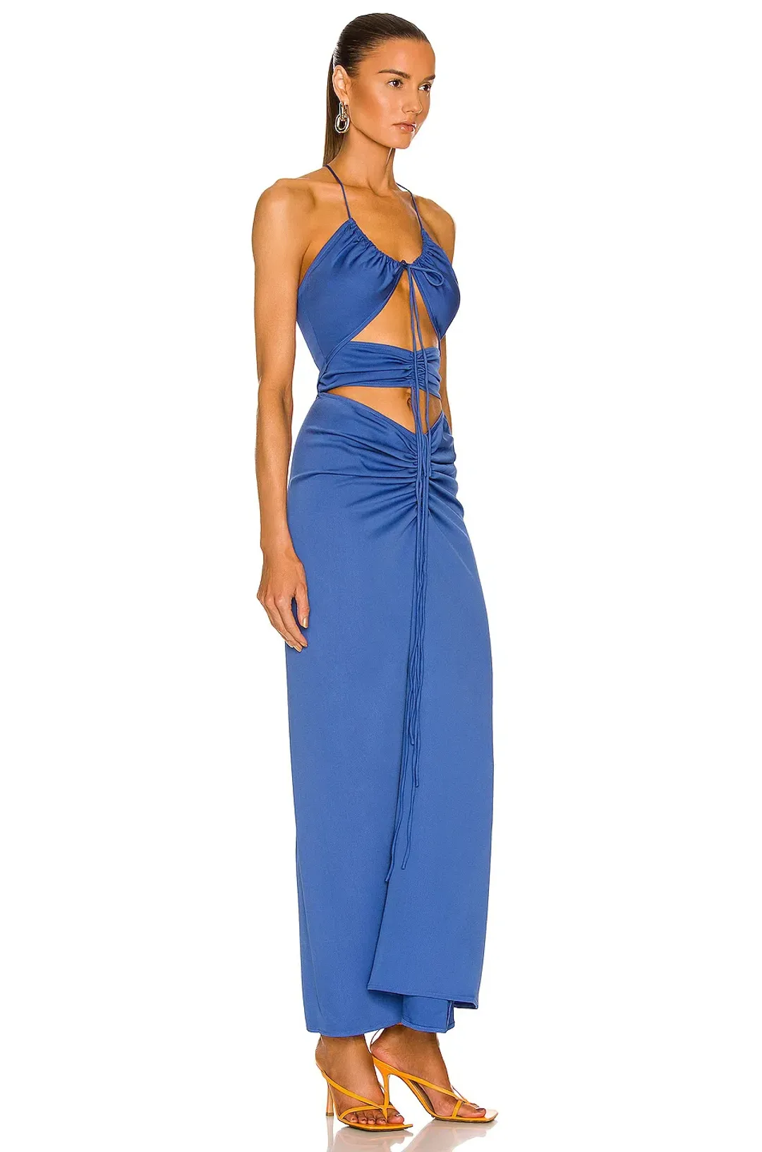 Christopher Esber  Multi Panel Disconnect Ruched Halter Dress Lapis Size 14 AU for rent on The Volte - main image