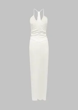 Christopher Esber Multi Panel Disconnect Ruched Halter Dress White Size 10 AU for rent on The Volte - image 3