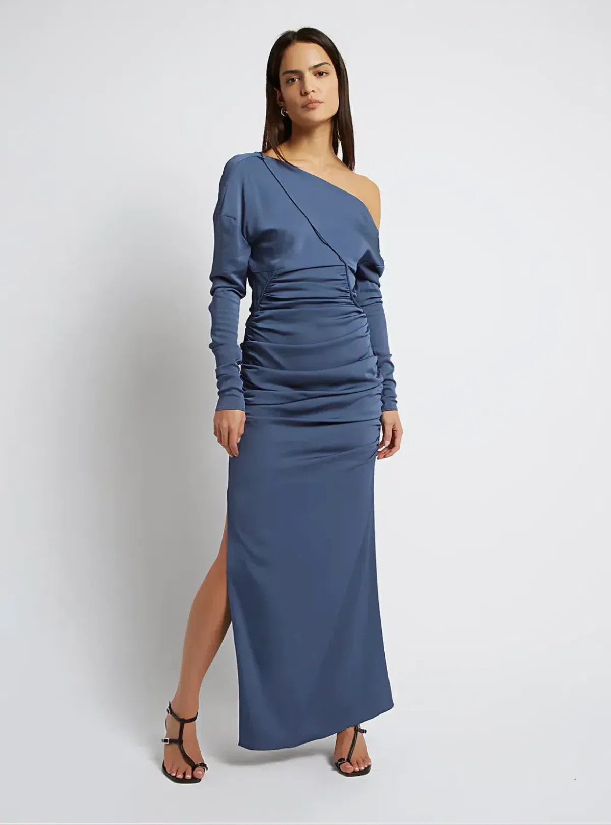 Christopher Esber Multi Gather Column Dress Denim Size 4 AU for rent on The Volte - main image