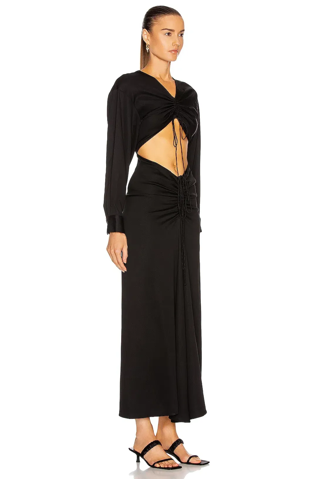 Christopher Esber  Ruched Disconnect Shirt Dress Black Size 12 AU for rent on The Volte - main image