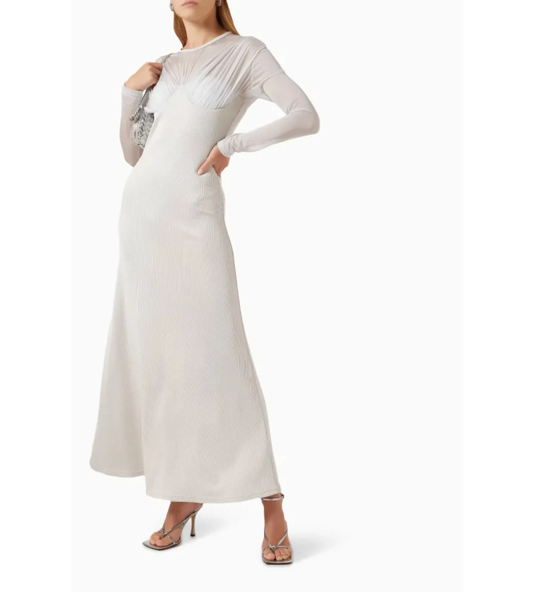 Christopher Esber  Encase Sheer Underwire Dress Silver Size 10 AU for rent on The Volte - main image