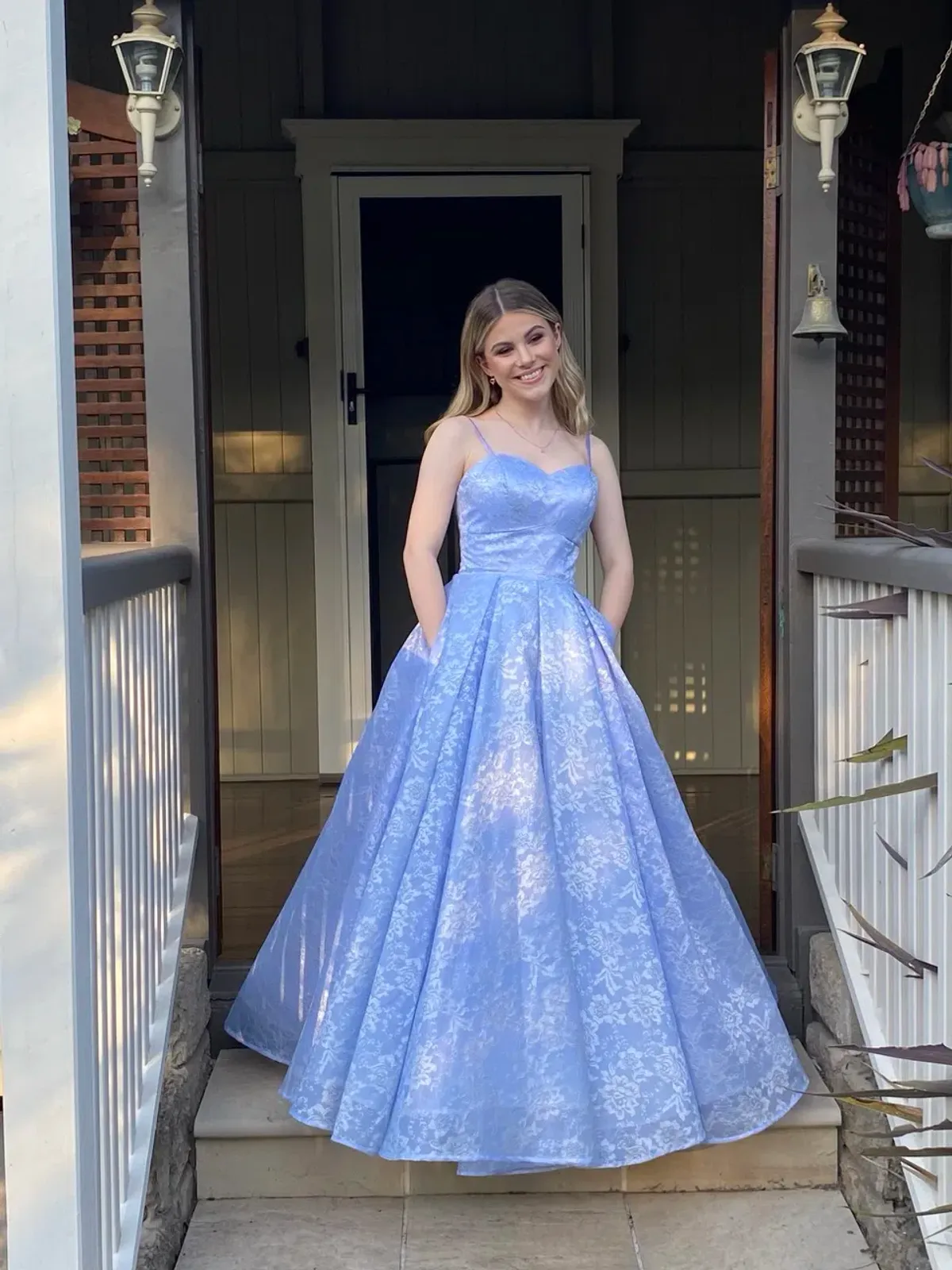 Sherri Hill Lilac Dress Floral Size 6 for rent on The Volte - main image