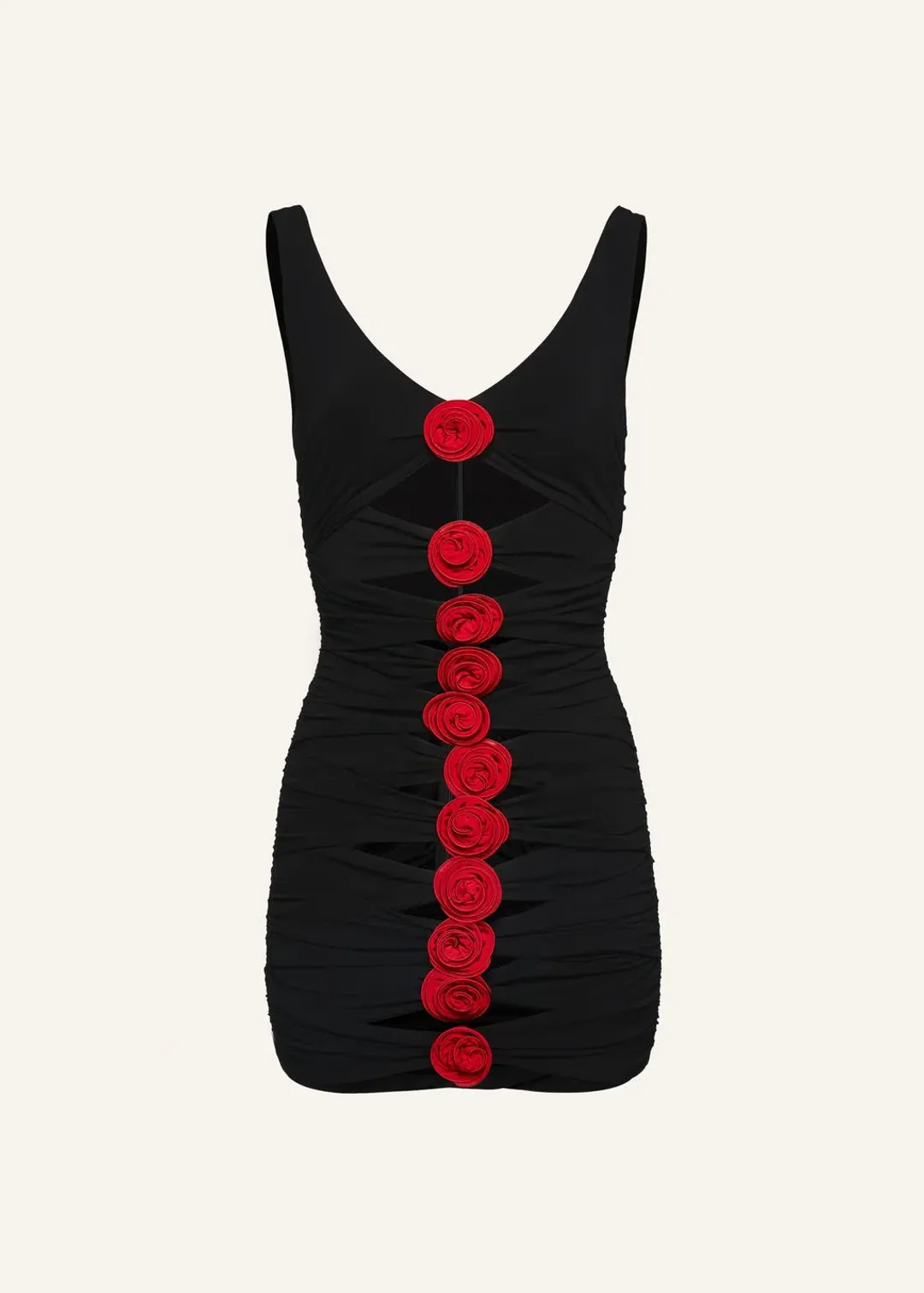 Magda Butrym V Neck Bandage Red Rose Black Dress Black Size 34/ AU 6 for rent on The Volte - main image