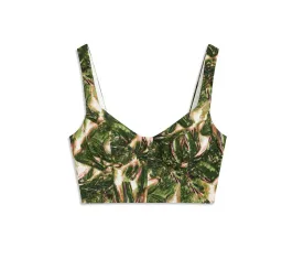 Scanlan Theodore Italian Printed Linen Bralette in Size 10 & Trouser in Size 8 Set Khaki for rent on The Volte - image 4