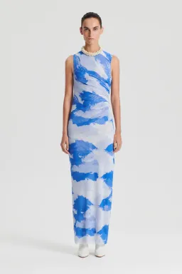 Scanlan Theodore Italian Cloud Print Dress in Blue Size 10 for rent on The Volte - image 1