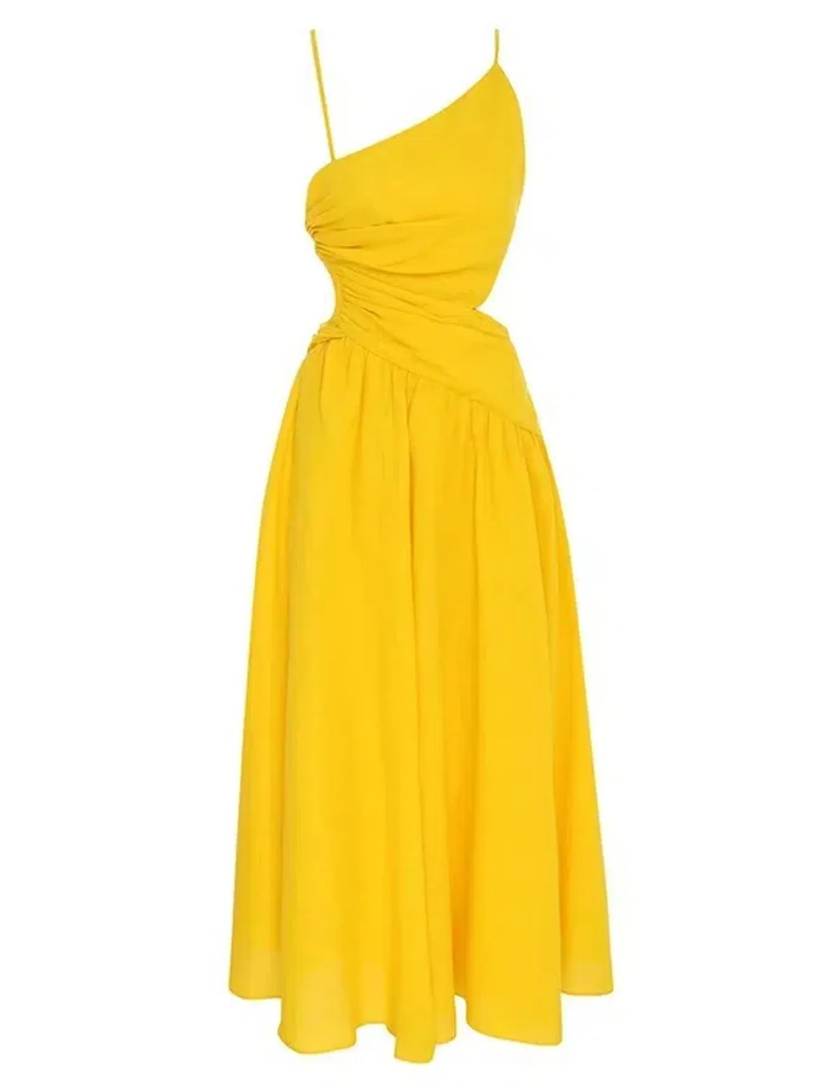 Zimmermann Ginger Asymmetric Midi Dress Marigold Size 0 / AU 8 for rent on The Volte - main image