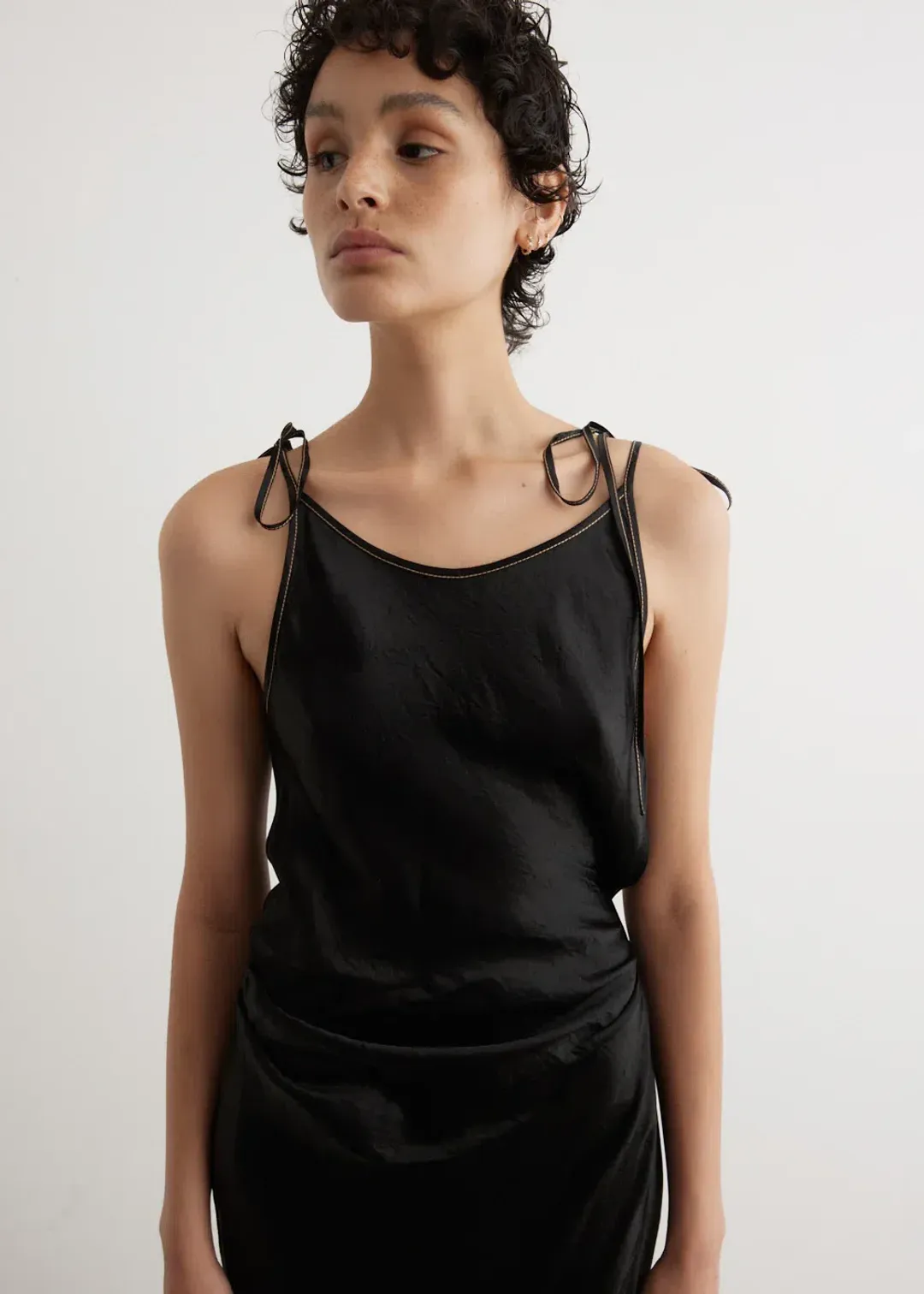 Acne Studios Dayla Text Satin Dress Black Size 12 for rent on The Volte - main image