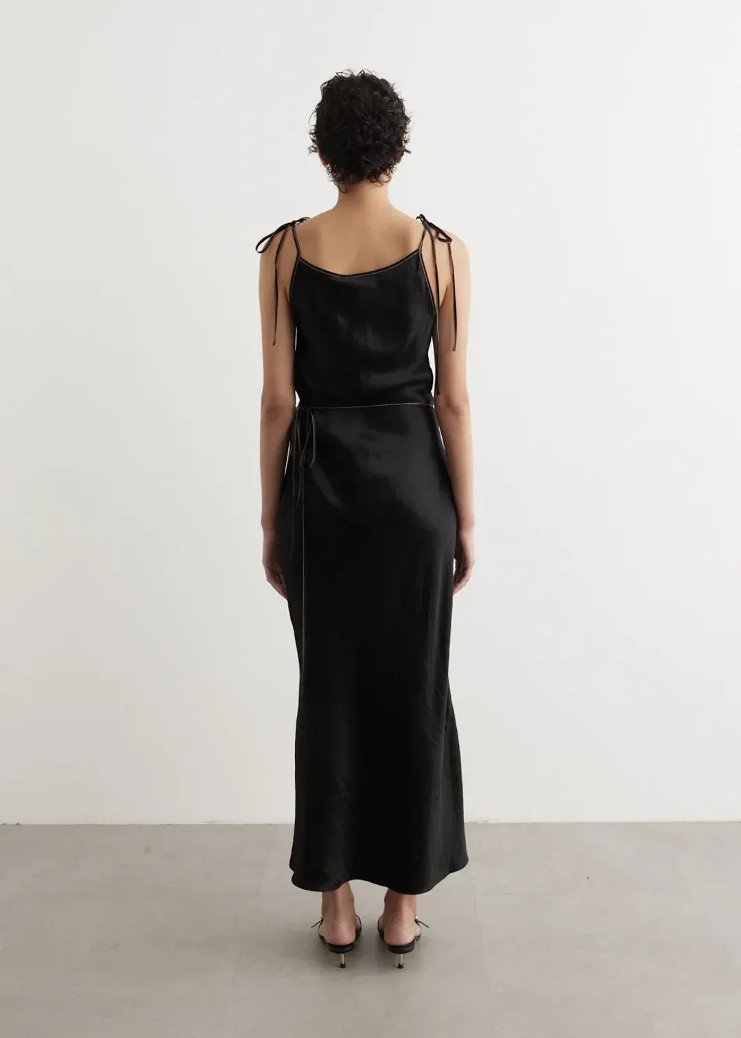 Acne Studios Dayla Text Satin Dress Black Size 12 for rent on The Volte - main image