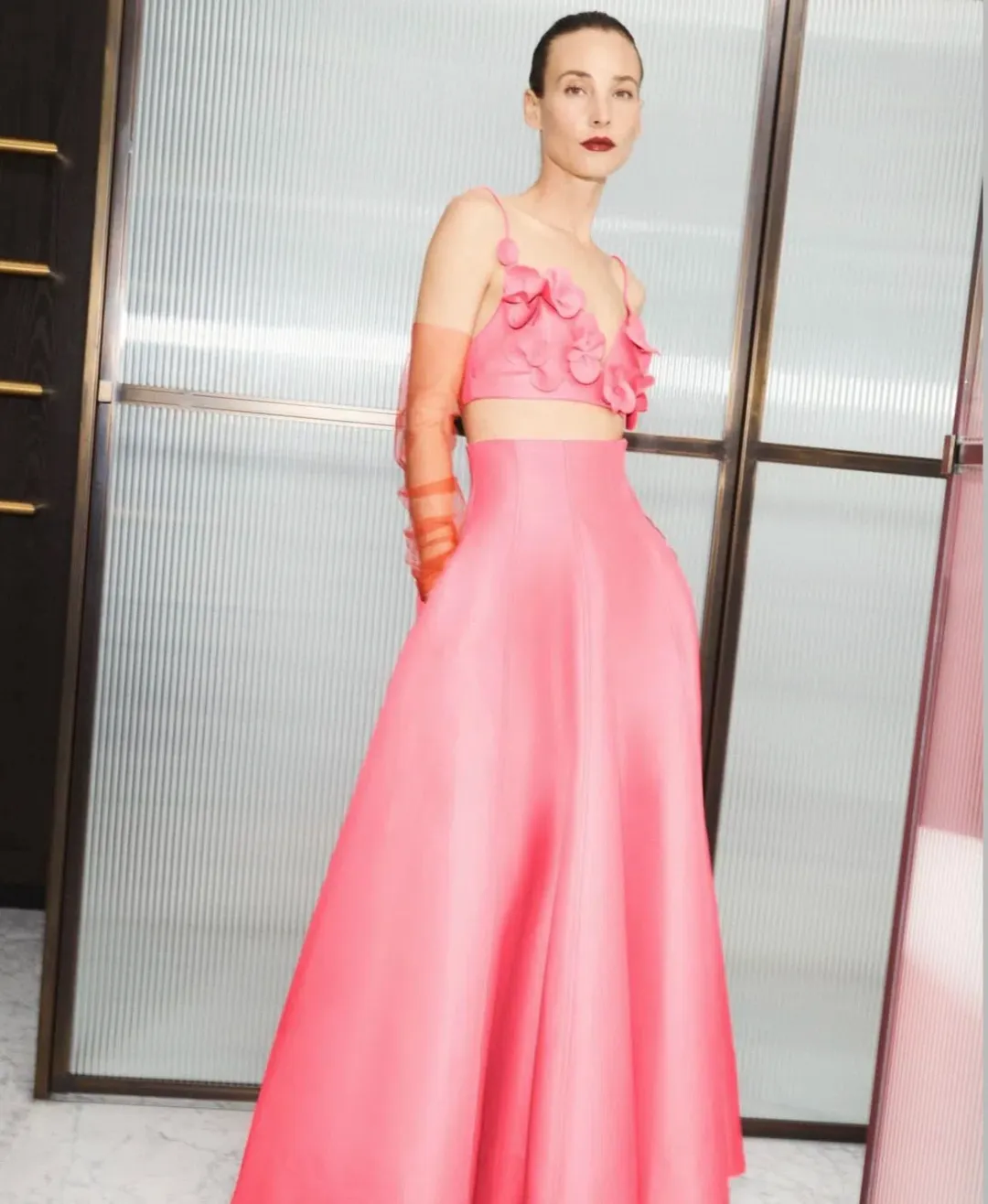 Acler Isla Top and Maxi Skirt Set Pink Rose Size 10 for rent on The Volte - main image