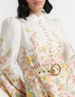 Zimmermann Matchmaker Buttoned Mini Dress Ivory Coral Floral Size 2 / AU 12 for rent on The Volte - image 2