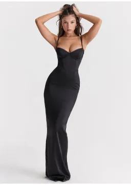 House of CB Stefania Corset Maxi Dress Black Size XS / AU 6 for rent on The Volte - image 1